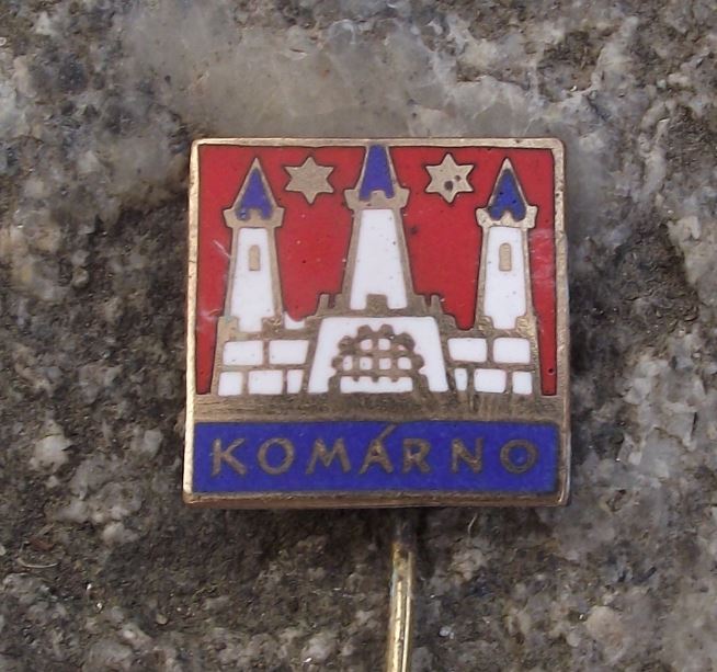 Antique Komarno Slovakia Heraldic Crest Coat of Arms Travel Souvenier Pin Badge - Badgecrazy