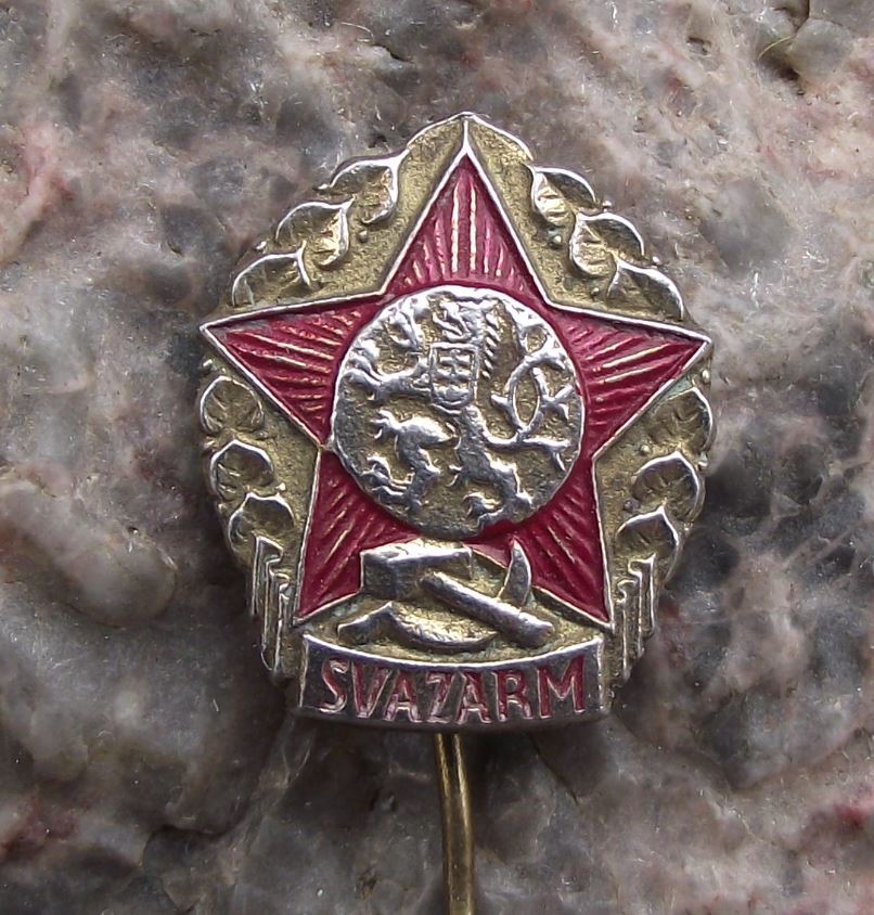 Vintage Svazarm Czech Army Reserve Lion Communsit Star Logo Military Pin Badge - Badgecrazy