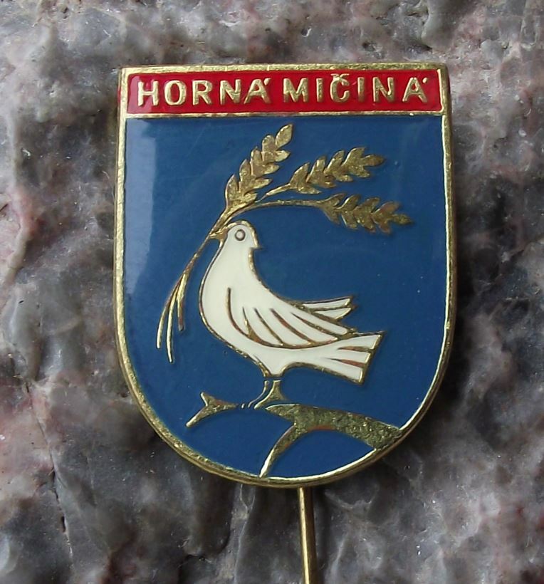 Antique Horna Michina Coat of Arms Heraldic Crest Dove Bird Wheat Pin Badge - Badgecrazy