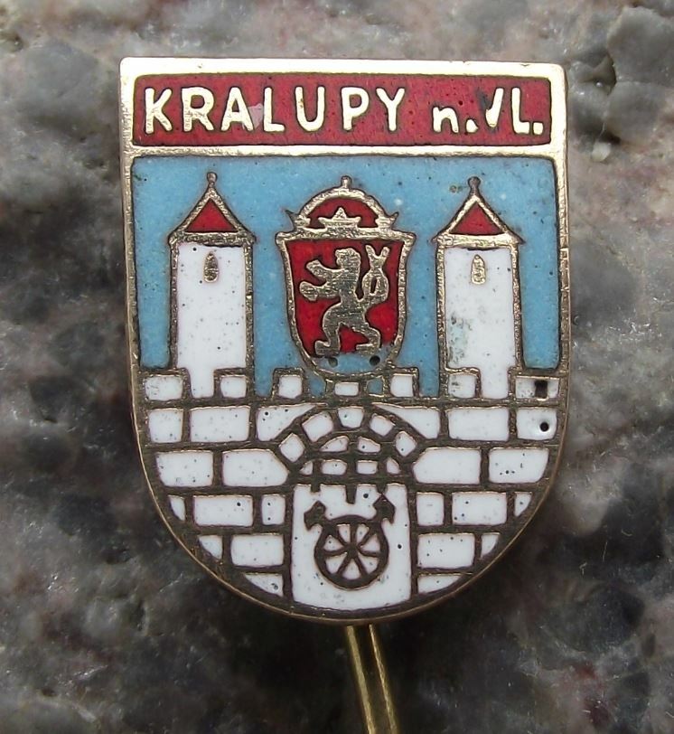 Antique Kralupy nad Vltavou Heraldic Castle Crest City Coat of Arms Pin Badge - Badgecrazy
