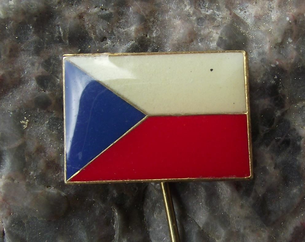 Antique Czech Republic Czechoslovakia CSSR Waving National Flag Pin Badge - Badgecrazy