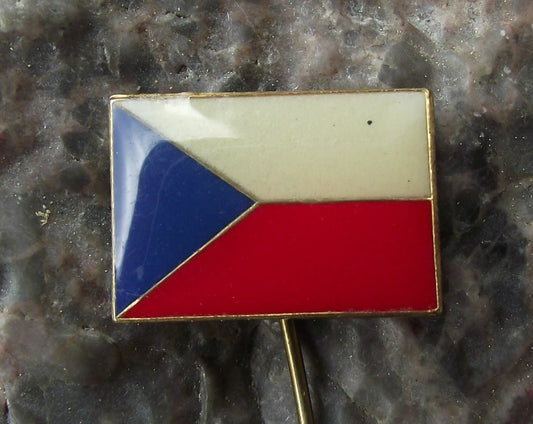 Antique Czech Republic Czechoslovakia CSSR Waving National Flag Pin Badge - Badgecrazy