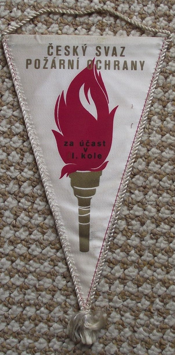 1972 CSPO Czech Fire Fighters Fireman Physical Training Competition Pennant Flag - Badgecrazy