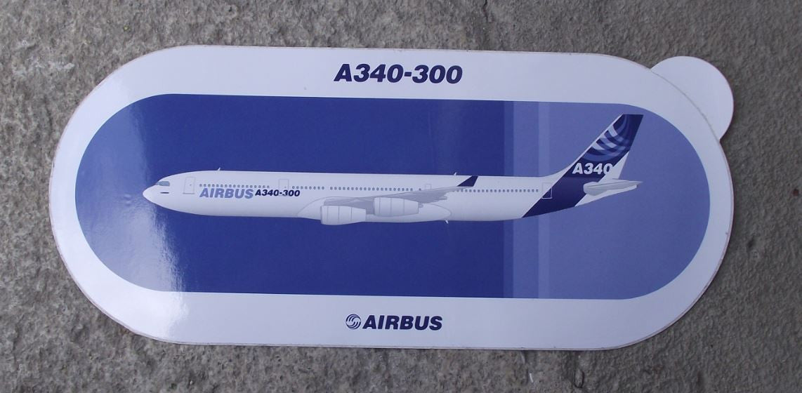 Large Airbus A340-300 Wide Body Passenger Long Range Jet Airliner Sticker Decal - Badgecrazy