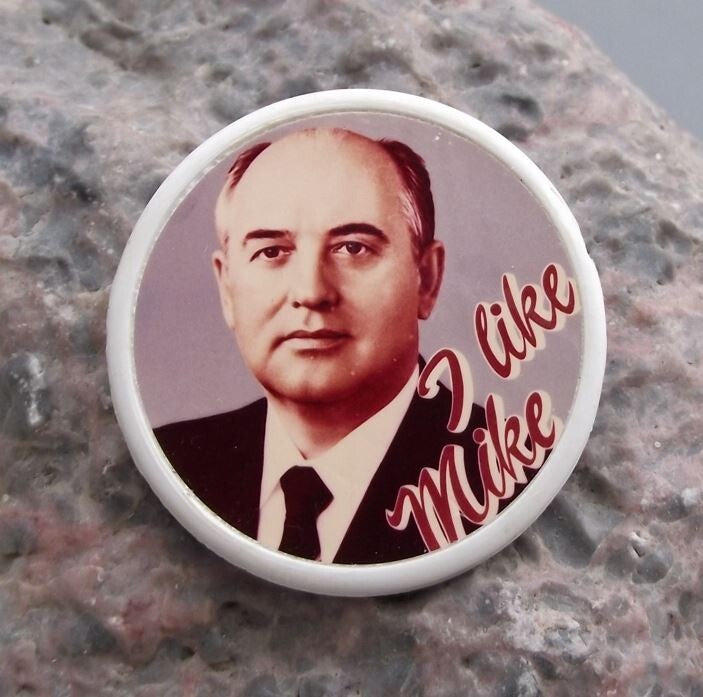 Vintage Mikhail Gorbachev I Like Mike Slogan Soviet Russian Political Pin Badge - Badgecrazy