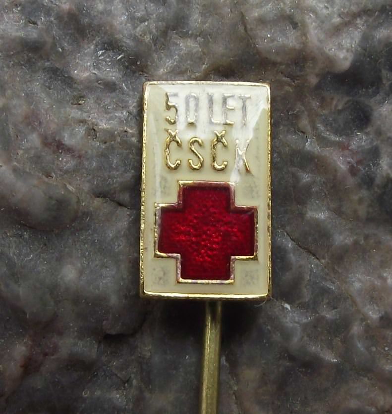 1969 Czechoslovakia Red Cross Association Society 50th Anniversary Pin Badge - Badgecrazy