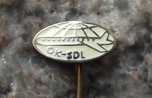 Vintage SDL Czechoslovakia State Aviation Authority Jet Aircraft Plane Pin Badge - Badgecrazy