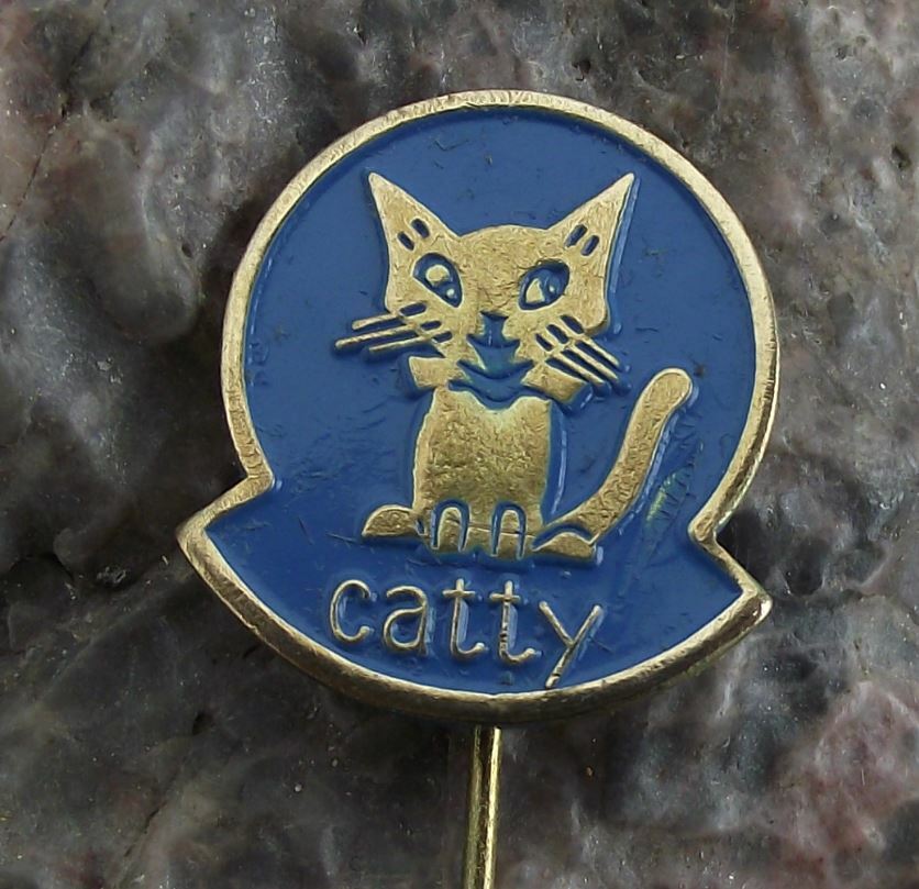 Antique Catty Beautiful Female Cat Kitten Pussy Painted Enamel Pin Badge - Badgecrazy