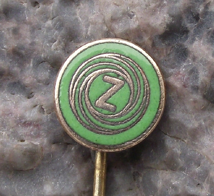 Vintage CZ Weapons Rifles Gun Pistol Factory Czechoslovakia Logo Green Pin Badge - Badgecrazy