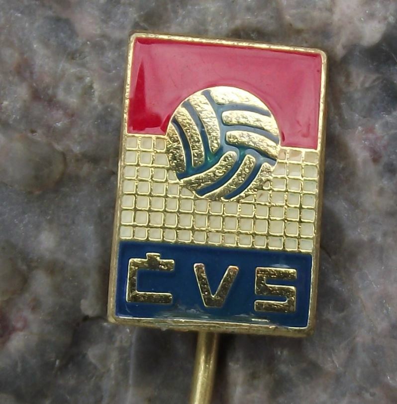 Vintage Czech Volleyball Volley Ball Association CVS Net Ball Members Pin Badge - Badgecrazy