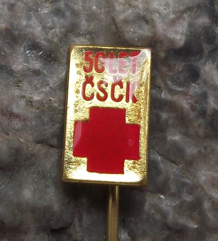 1969 Czechoslovakia Red Cross Association Society 50th Anniversary Pin Badge - Badgecrazy