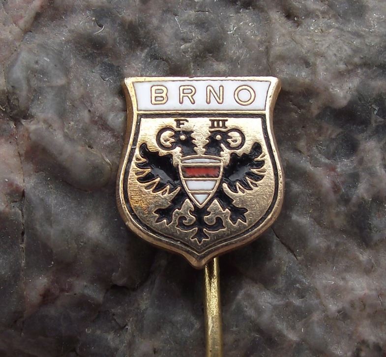 Antique Brno Czechoslovakia Double Head Eagle Heraldic Crest Shield Pin Badge - Badgecrazy