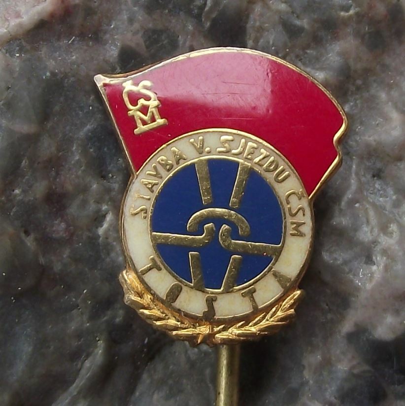 Antique CSM Czechoslovakian Youth Organisation V 5th Conference Pin Badge - Badgecrazy