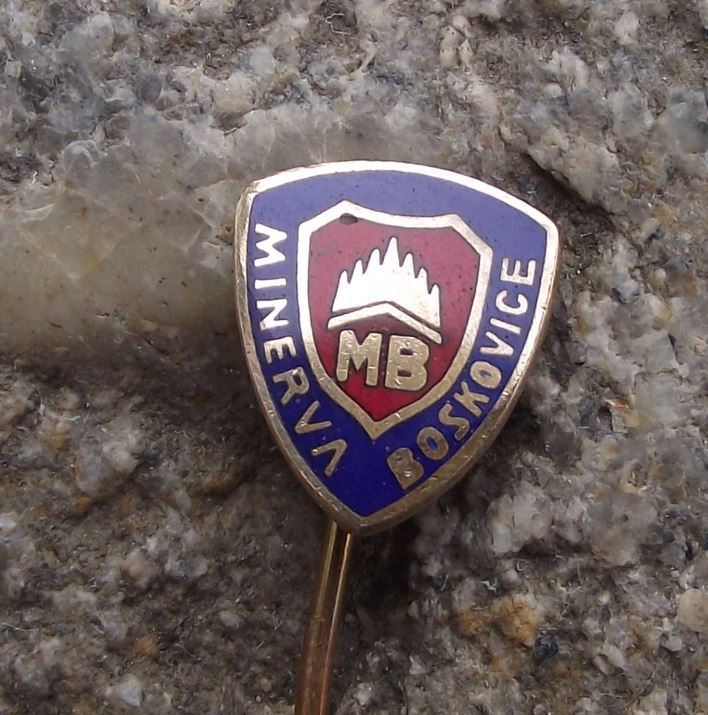 Antique Minerva Boskovice Sewing Machines of Czechoslovakia Shield Pin Badge - Badgecrazy