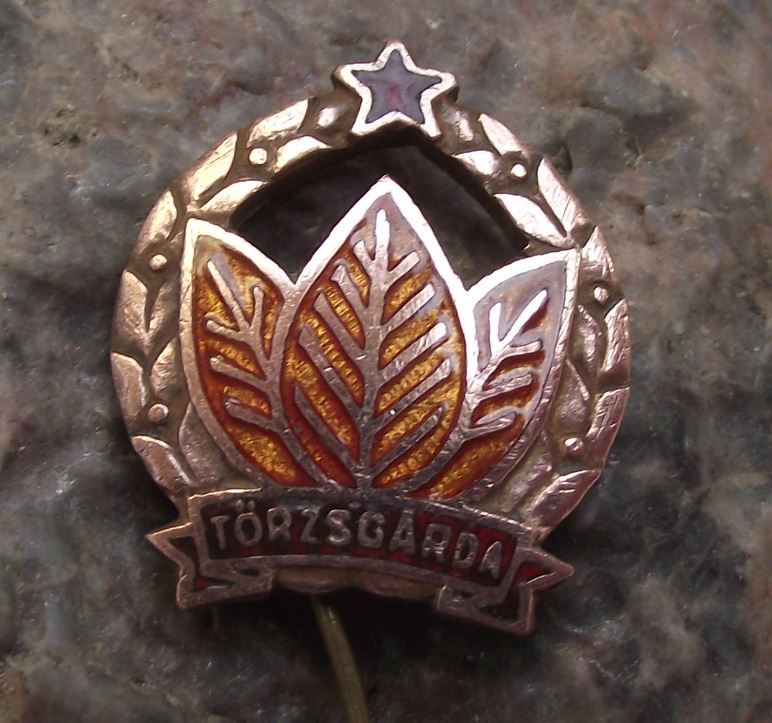 Antique Torzsgarde Hungary Golden Leaves Red Star Communist Hungarian Pin Badge - Badgecrazy