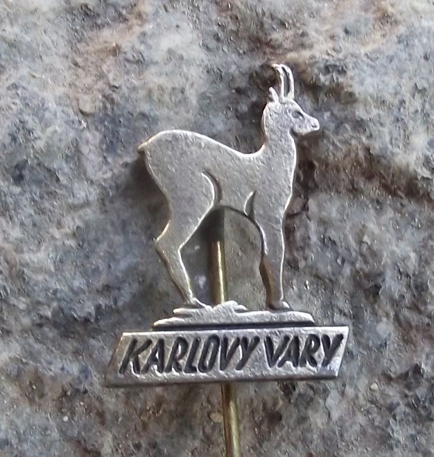Antique Karlovy Vary Carlsbad Deer Emblem Mascot Chamois Spa Town Pin Badge - Badgecrazy