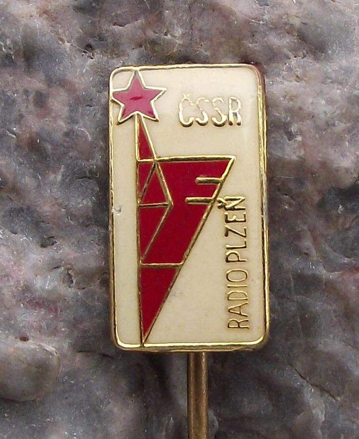 Vintage Radio Plzen CSSR Czech State Broadcasting Company Transmitter Pin Badge - Badgecrazy