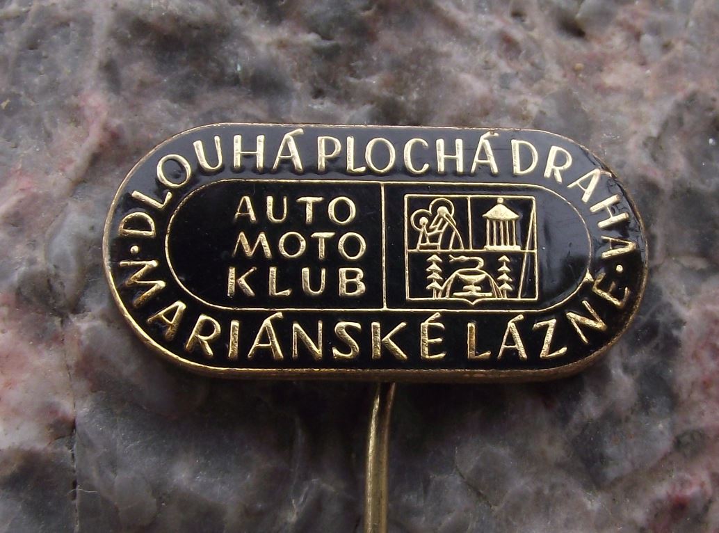 Antique AMK Auto Moto Klub Marianske Lazne Motorcycle Speedway Track Pin Badge - Badgecrazy