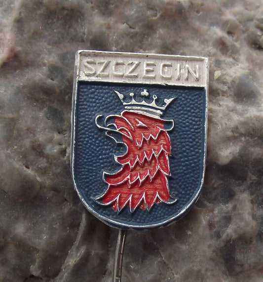Szczecin Stettin Eagle Head Poland Tourist Heraldic Shield Souvenier Pin Badge - Badgecrazy