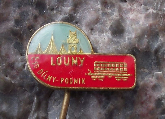 Vintage Czech Railways CSD Train Locomotive Repair Sheds Louny Pin Badge - Badgecrazy