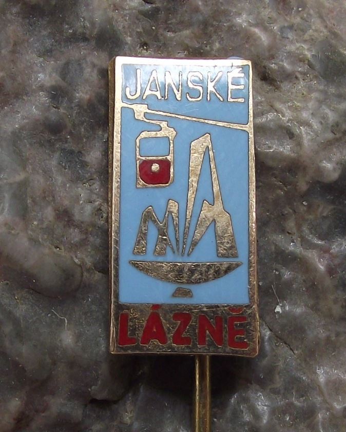 Antique Janske Lazne Spa Resort Cable Car Natural Spring Fountain Pin Badge - Badgecrazy