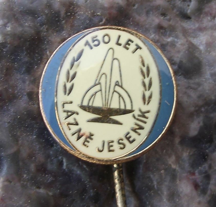 1972 Lazne Jesenik Thermal Spa Treatment Resort 150th Anniversary Pin Badge - Badgecrazy