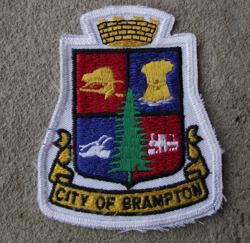 1980s City of Brampton Ontario Canada Coat of Arms Tourist Sew on Clothes Patch - Badgecrazy