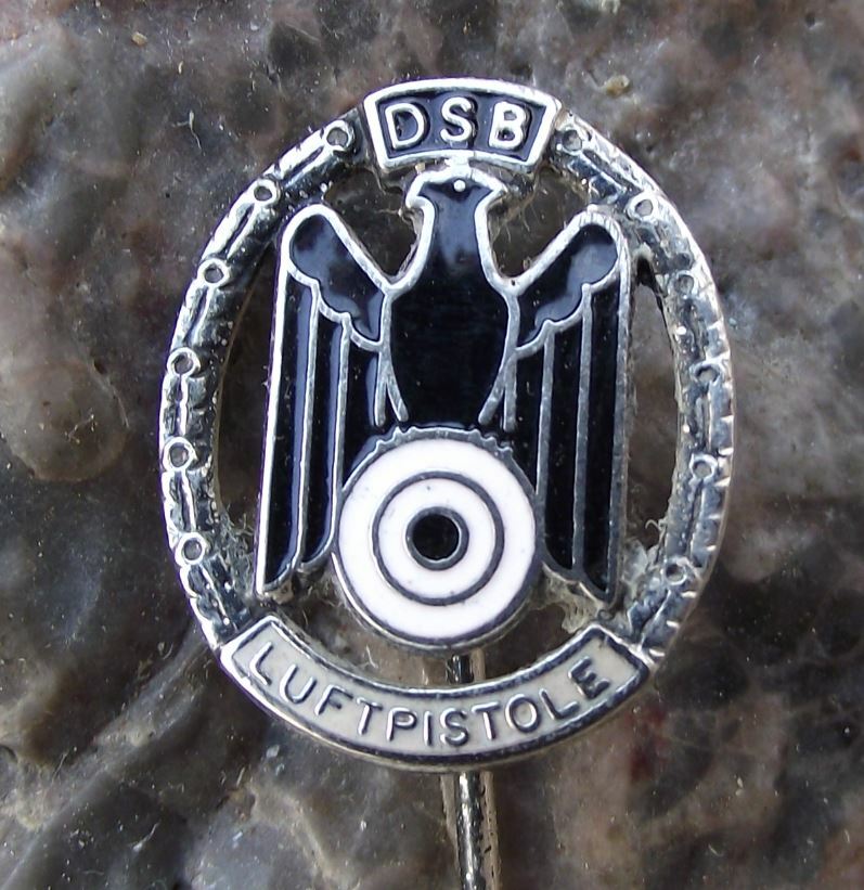 Vintage Germany Gun Shooting Club Association Air Pistol Silver Award Pin Badge - Badgecrazy