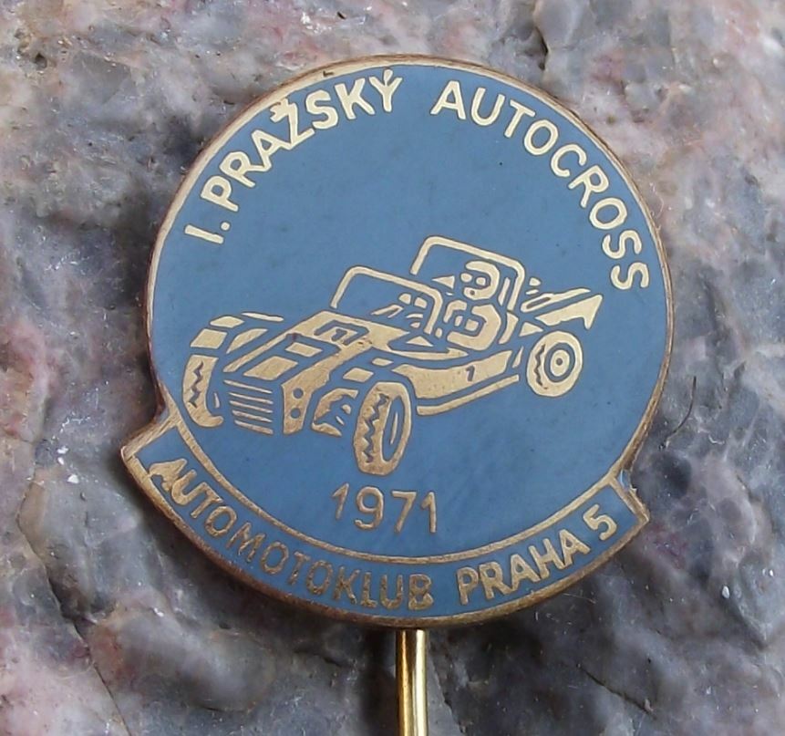 1971 FIA Autocross Track Car Racing 1st Czech Championships Prague AMK Pin Badge - Badgecrazy