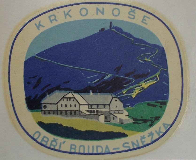 Antique Krkonose Mountain Range Obri Bouda Hut Snezka Peak Decal Sticker - Badgecrazy
