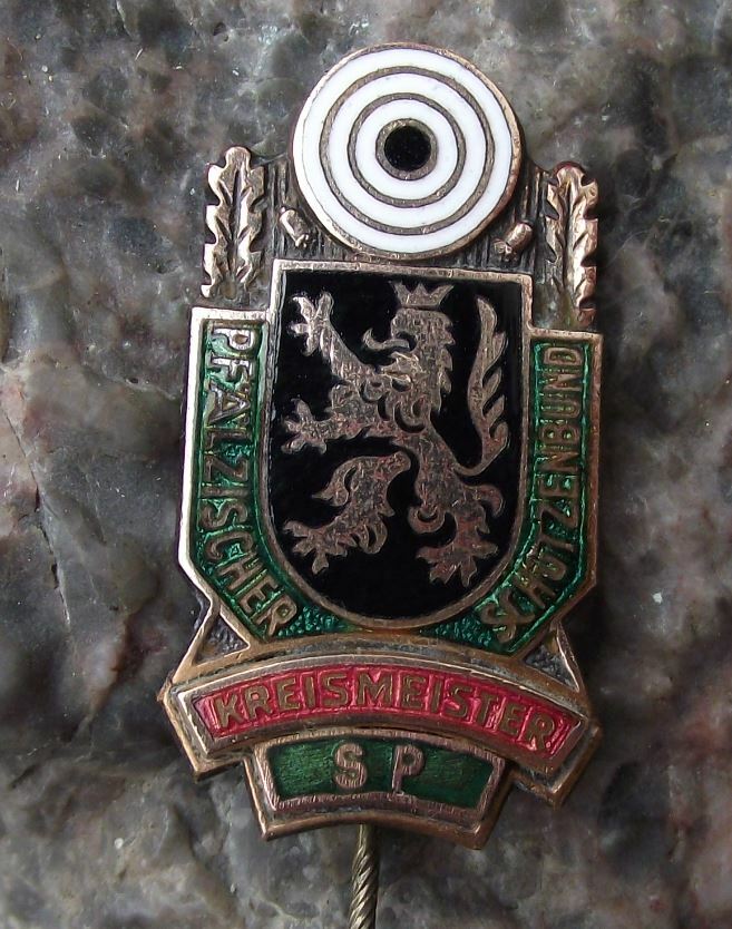Vintage District Champion Palzisch Germany Shooting Sport Pistol Award Pin Badge - Badgecrazy