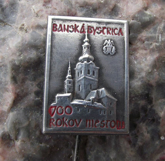 1955 Banska Bystrice Czech City 700th Anniversary Tourist Souvenier Pin Badge