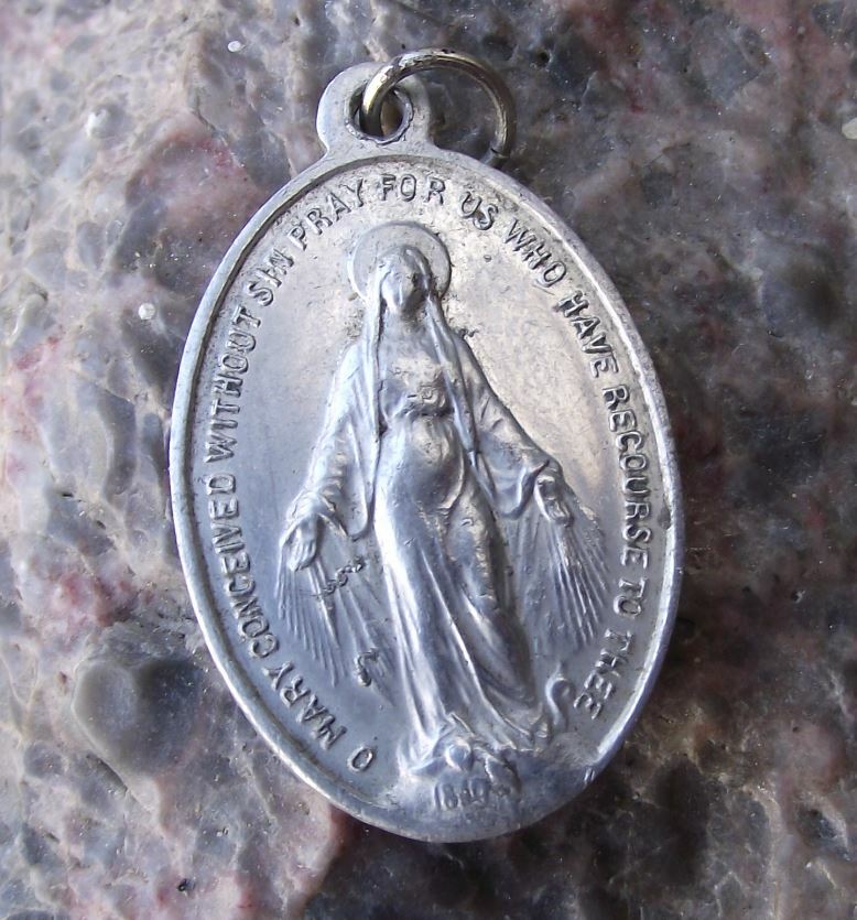 Antique Virgin Mary Without Sin Pray for Us Religious Necklace Bracelet Charm - Badgecrazy