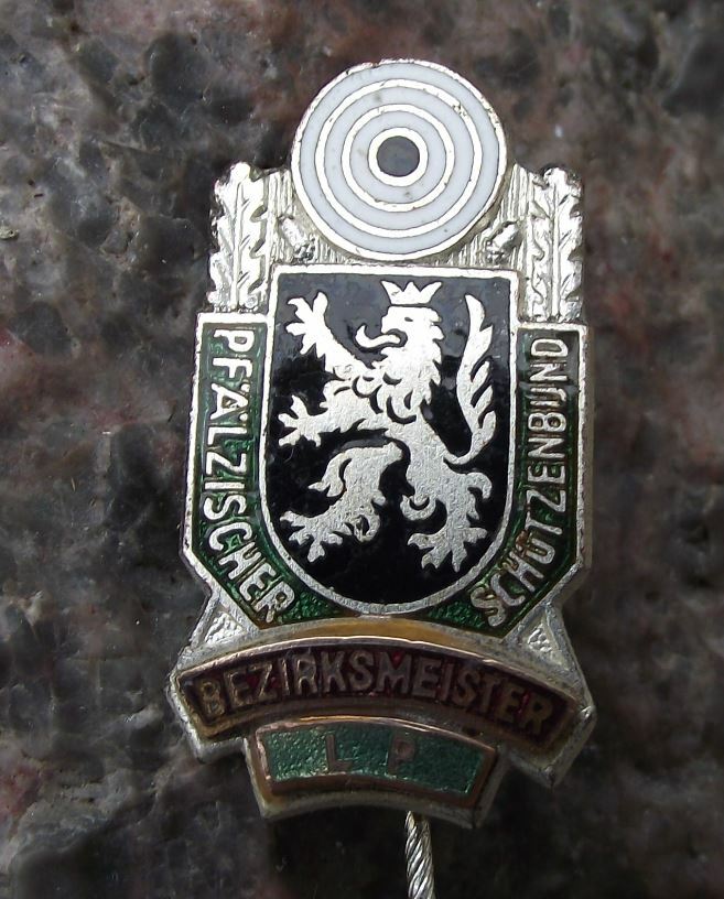 Vintage District Champion Palzisch Germany Shooting Air Pistol Award Pin Badge - Badgecrazy