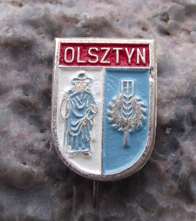 Vintage Olsztyn Polish Poland City Heraldic Crest Man Coat of Arms Pin Badge - Badgecrazy