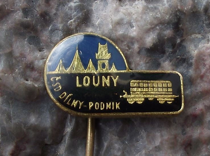 Vintage Czech Railways CSD Train Locomotive Repair Sheds Louny Pin Badge - Badgecrazy