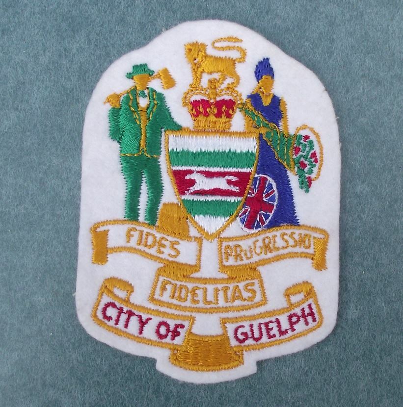 1980s City of Guelph Ontario Canada Souvenier Coat of Arms Sew on Clothes Patch - Badgecrazy