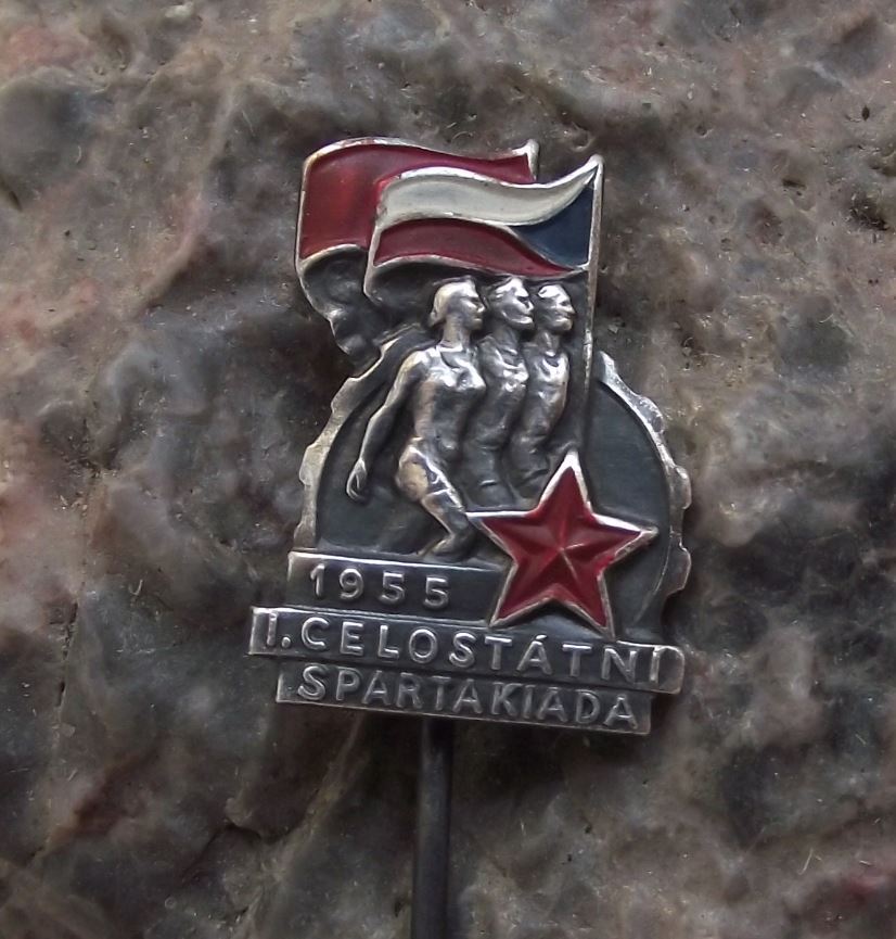 1955 Spartakiad Czech Communist Mass Physical Exercise Gymnastics Pin Badge - Badgecrazy