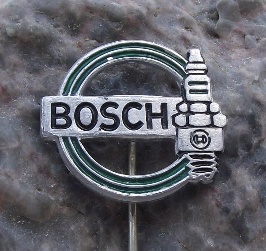 Vintage Robert BOSCH Gmbh Automotive Parts Car Spark Plugs Advertising Pin Badge - Badgecrazy