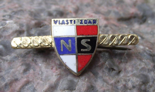 1945 World War Two 2 II Czech NS Vlasti Zdar National Fascist Party Pin Badge
