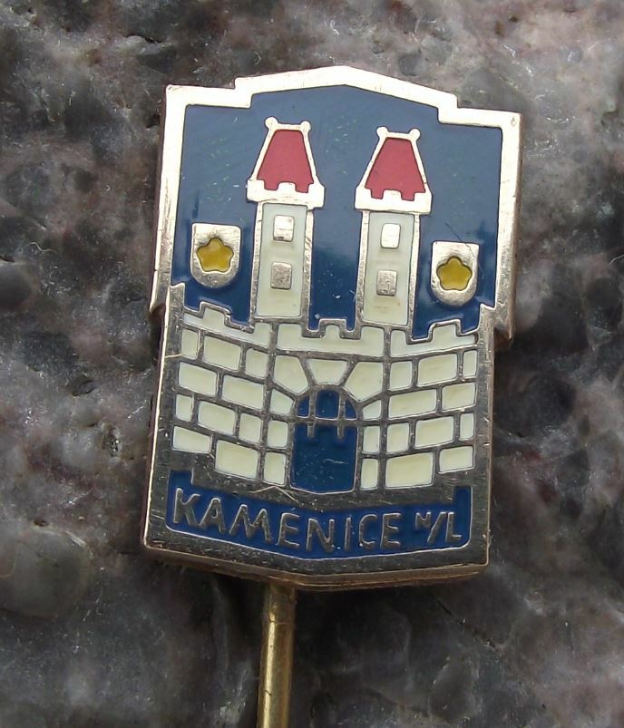 Antique Kamenice nad Lipou Czech City Coat of Arms Heraldic Crest Pin Badge - Badgecrazy