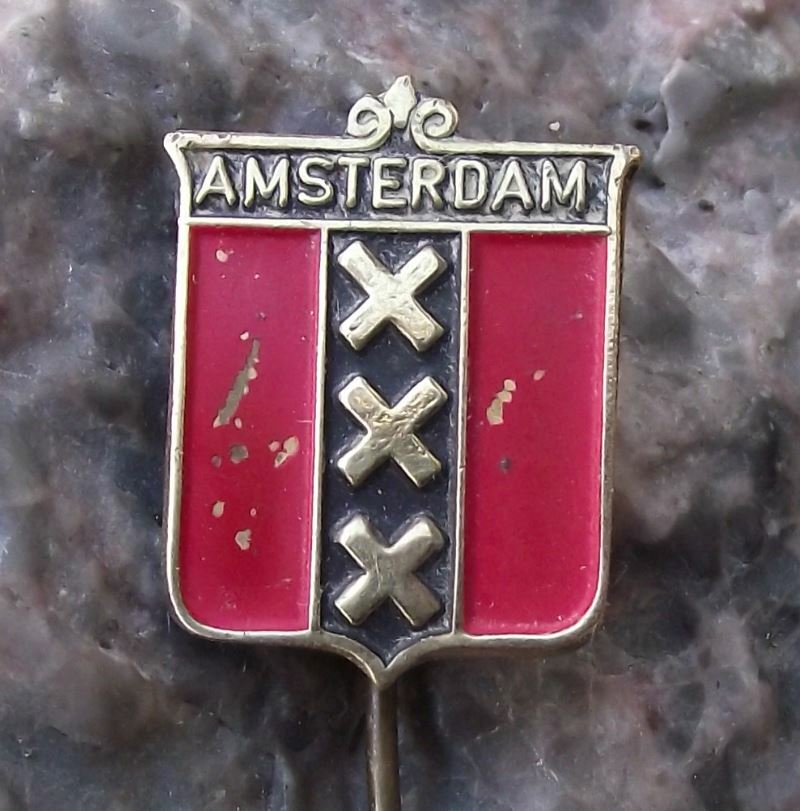 Antique City of Amsterdam Holland Netherlands Crest Coat of Arms Pin Badge - Badgecrazy