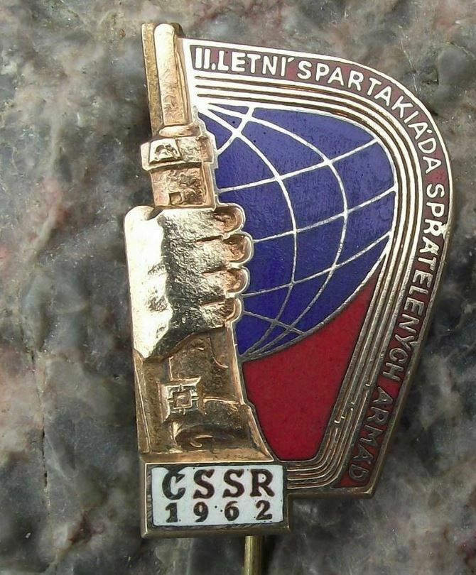 1962 2nd Army Spartakiad Czechoslovakia Communist Military Exercise Pin Badge - Badgecrazy