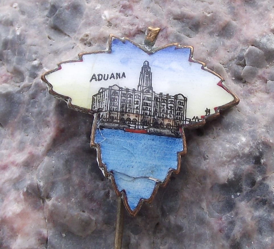 Vintage Uruguay Montevideo Aduanas Building Maple Leaf Souvenier Pin Badge - Badgecrazy