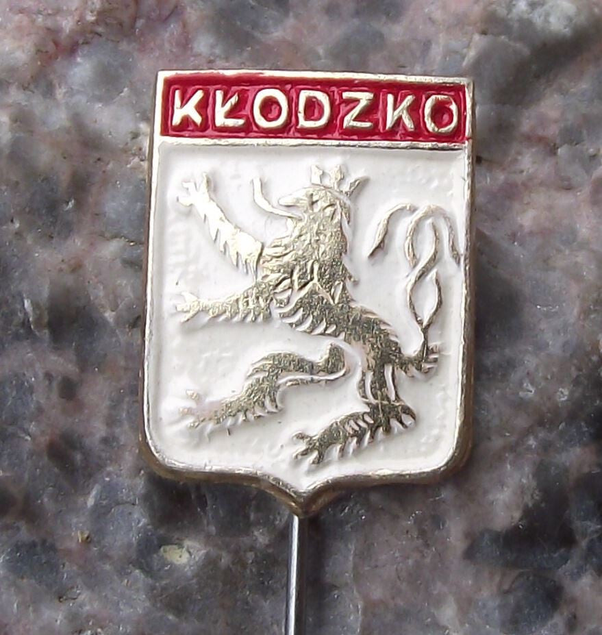 Vintage Klodzko Lion Polish City Poland Heraldic Crest Coat of Arms Pin Badge - Badgecrazy