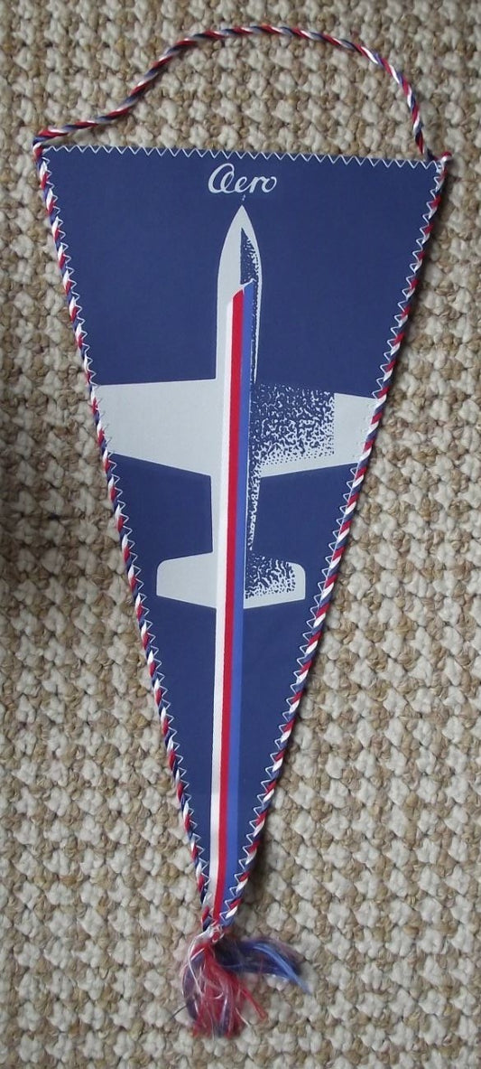 1960's Aero Czech Civil & Military Aviation Aircraft Manufacturer Pennant Flag - Badgecrazy