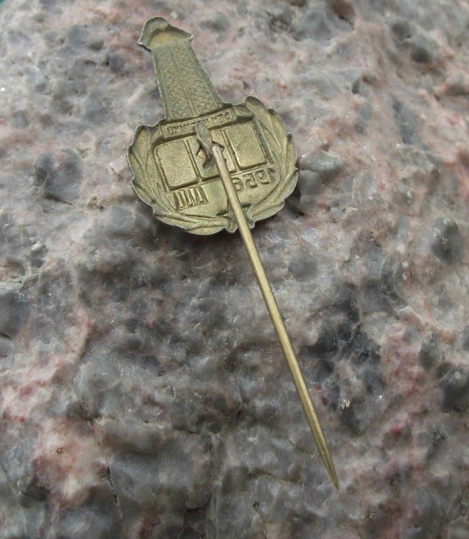 1956 National Czech Mining Miner Day Den Horniku Coal Mine Lamp Wreath Pin Badge - Badgecrazy