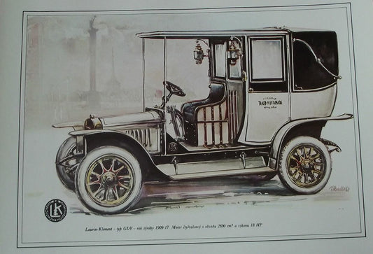 Laurin Klement 1909 Type GDV Car Vladimir Bidlo Skoda Printed Illustration - Badgecrazy