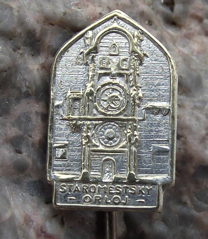 Vintage Orloj Prague Praha Astronomical Clock Old Town Square Czech Pin Badge - Badgecrazy
