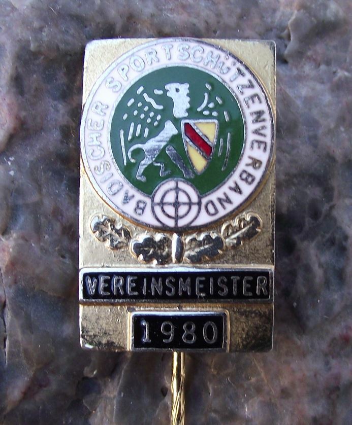 1980 Baden Shooting German Defence Association Club Champion Gold Pin Badge - Badgecrazy